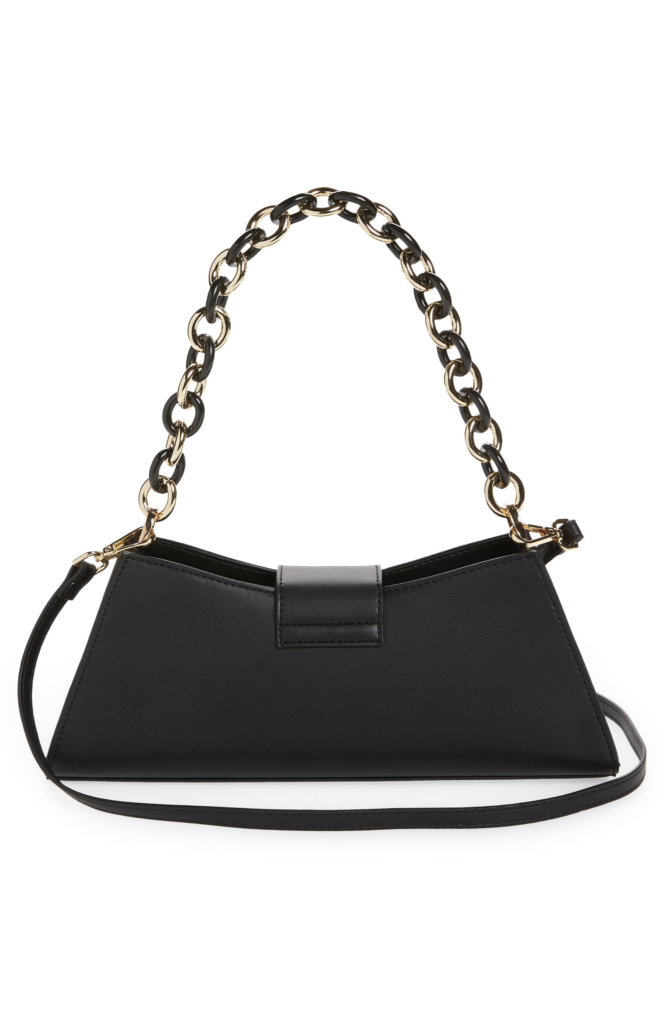 Topshop Faux Leather Structured Chain Strap Shoulder Bag, Alternate, color, 