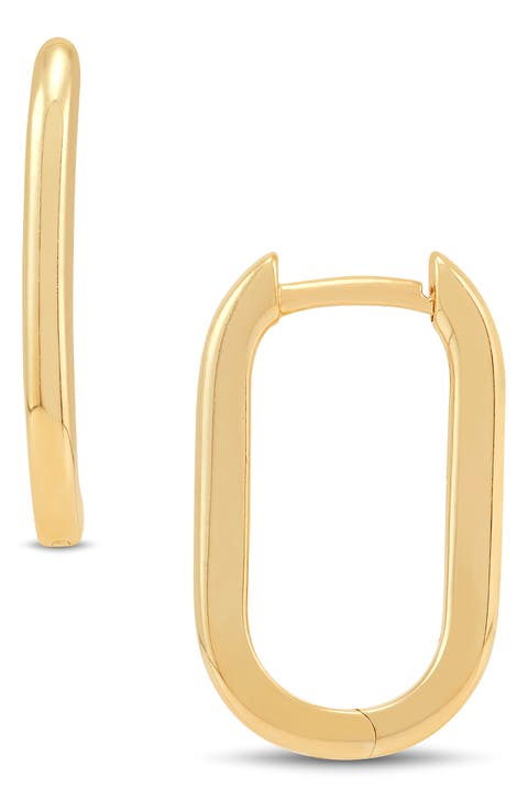 Oval Huggie Hoop Earrings