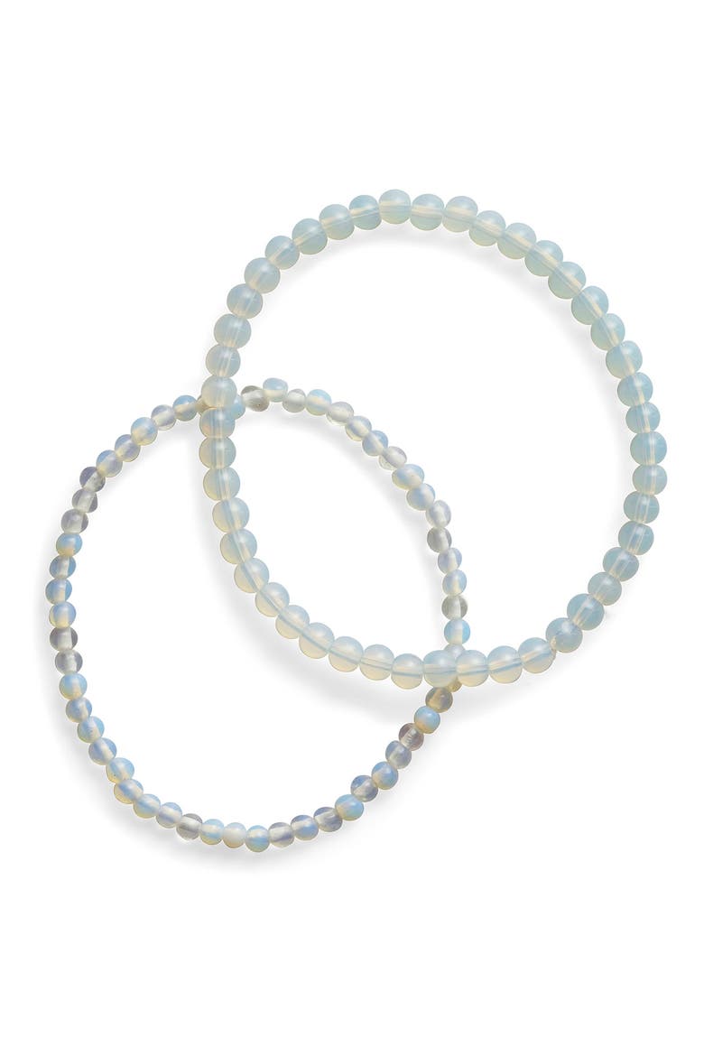 Stone 2-Pack Beaded Stretch Bracelets, Alternate, color, OPALITE