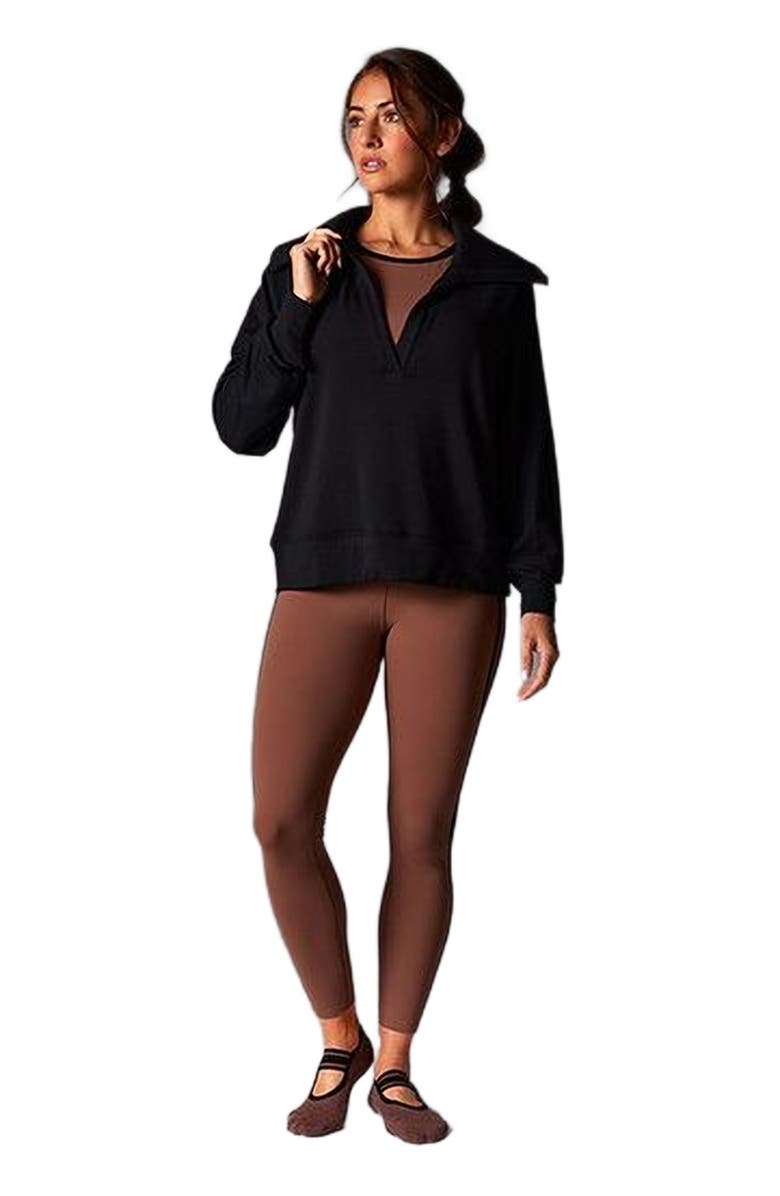Tavi Cozy Collared Sweatshirt, Main, color, Ebony