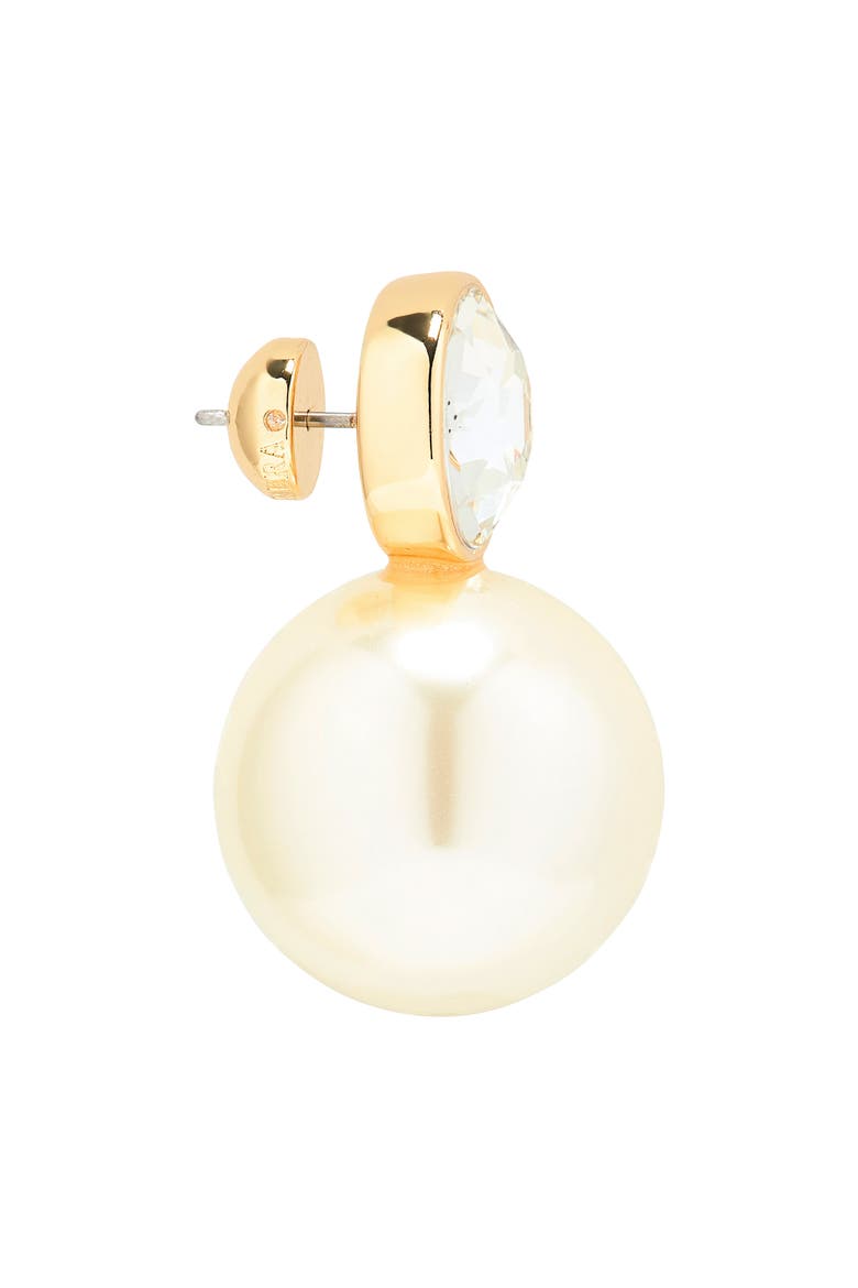 Crystal & Faux Pearl Earrings, Alternate, color, PEARL/GOLD