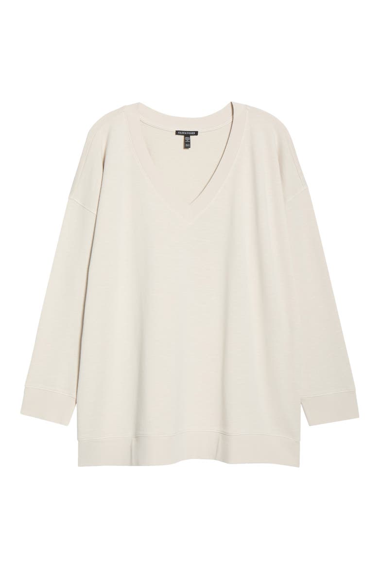 V-Neck Organic Cotton Sweatshirt, Alternate, color, PLASTER