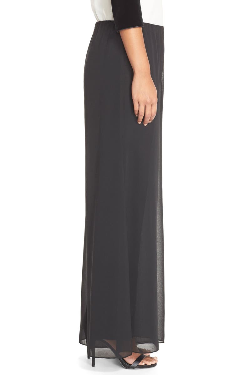 Alex Evenings Georgette Overlay Pants, Alternate, color, Black