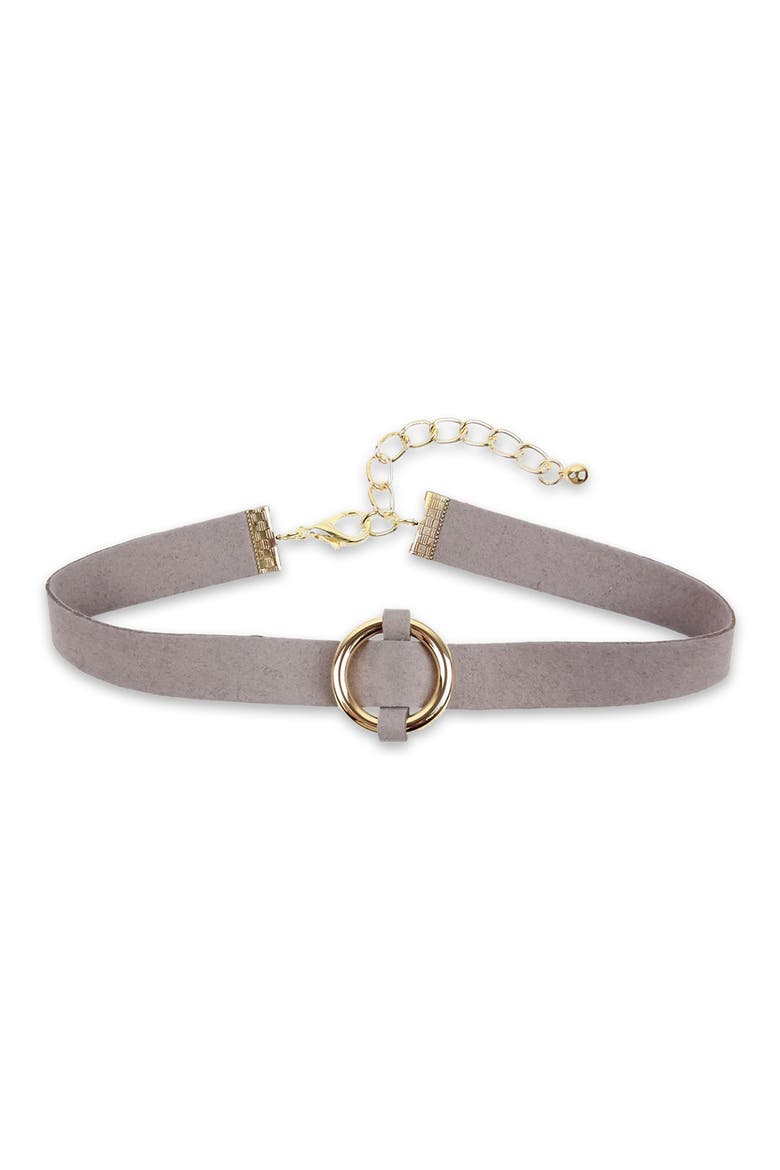 O-Ring Choker Necklace, Main, color, GREY