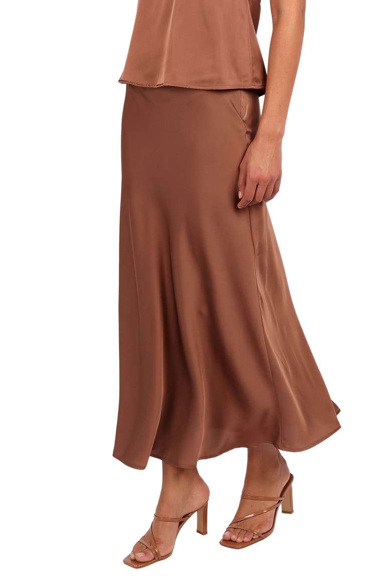 Nellie Satin Maxi Skirt, Alternate, color, BANKSIA BROWN