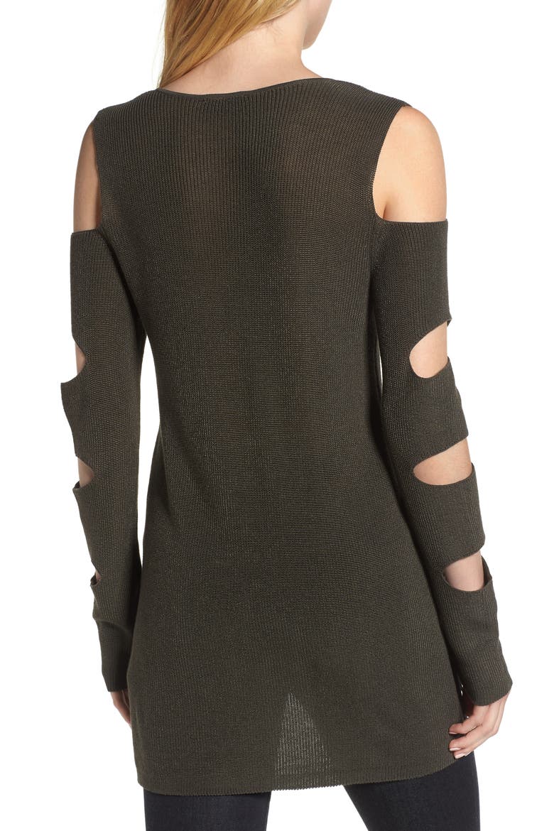 Cutout Sweater, Alternate, color, OLIVE EARTH