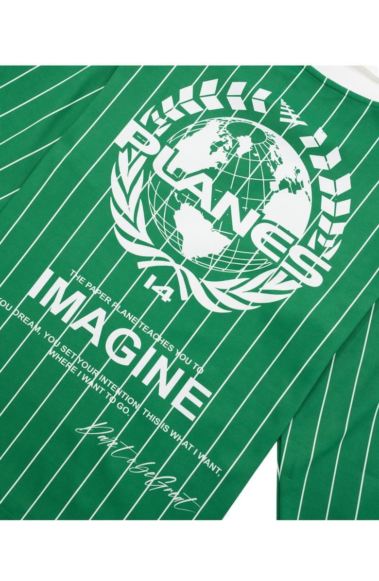 PAPER PLANES Pinstripe Soccer Rugby Shirt, Alternate, color, Kelly Green