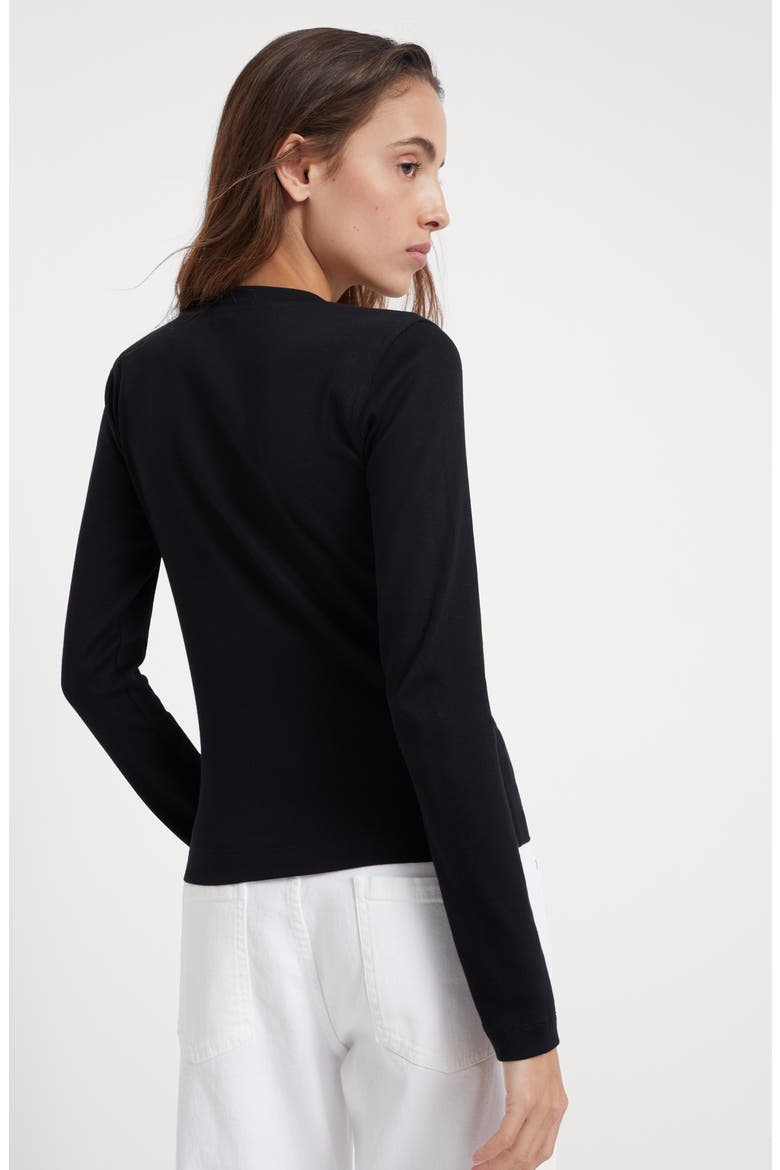 Ribbed jersey T-shirt, Alternate, color, Black