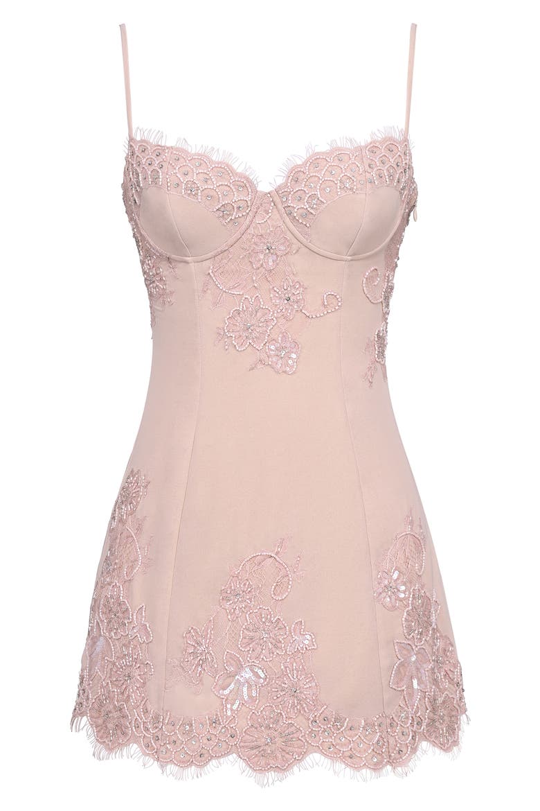 Soraya Embellished Lace Georgette Minidress, Alternate, color, BLUSH