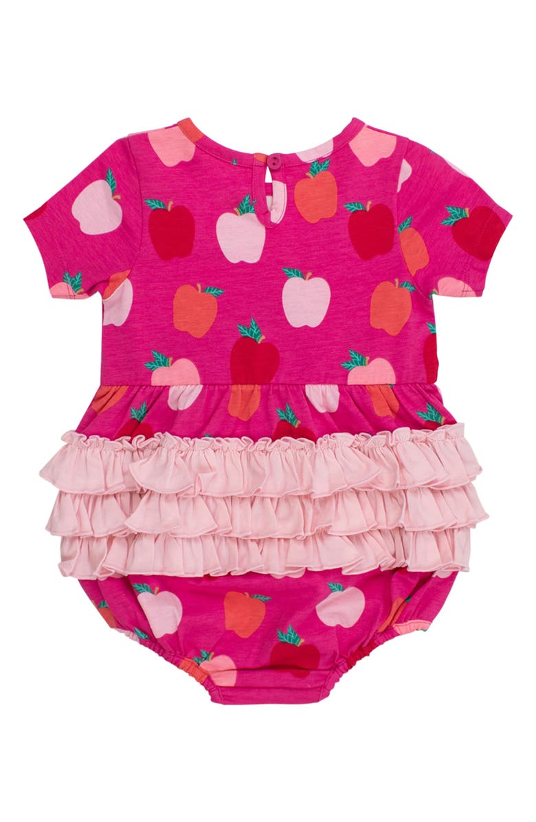 RuffleButts Apple of My Eye Ruffle Cotton Bubble Romper, Alternate, color, Pink