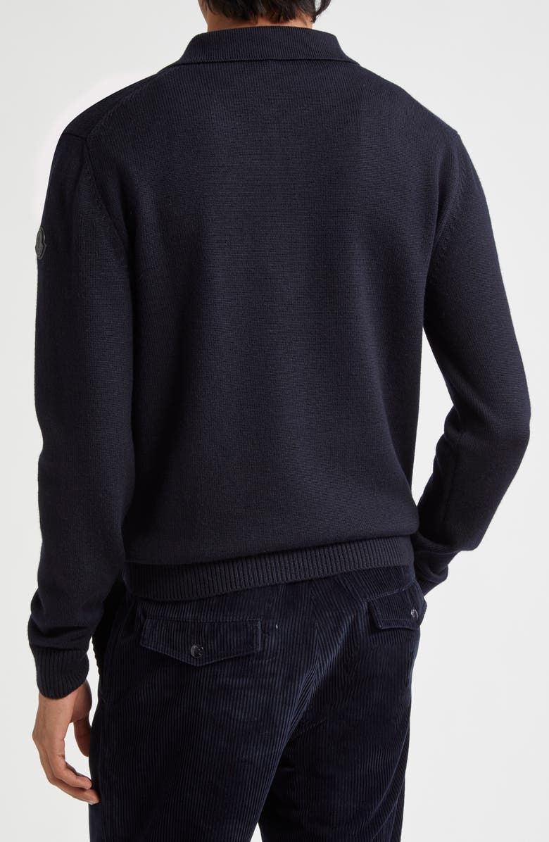 Moncler Tricot Virgin Wool Polo Sweater, Alternate, color, 