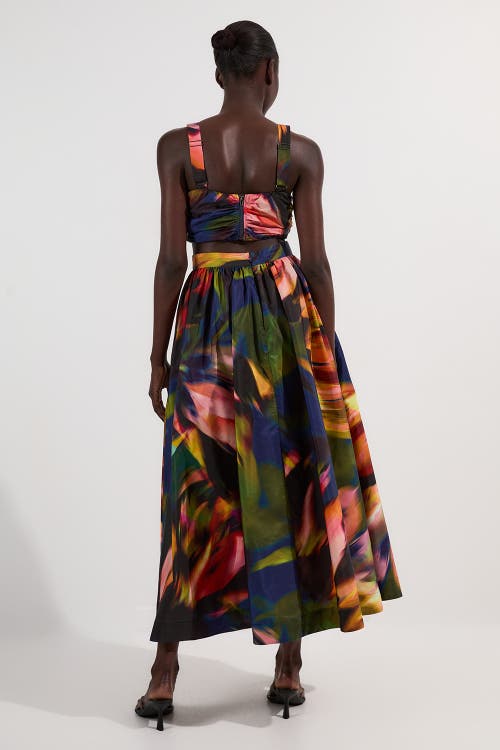 Karen Millen Blurred Floral Taffeta Maxi Dress In Multi
