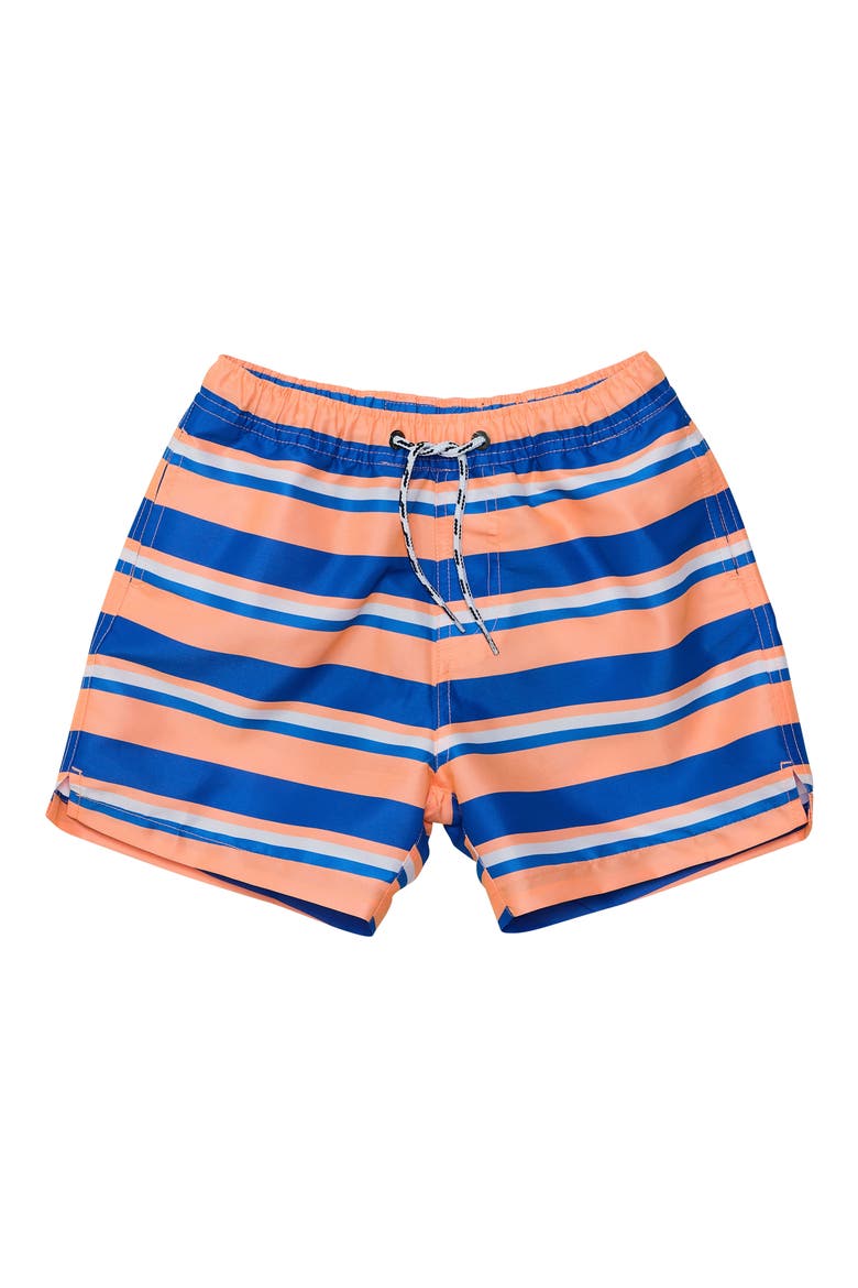 Kids' Tropicana Stripe Swim Trunks, Main, color, ORANGE / BLUE