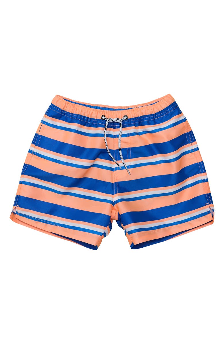 Snapper Rock Kids' Tropicana Stripe Swim Trunks, Main, color, Orange / Blue