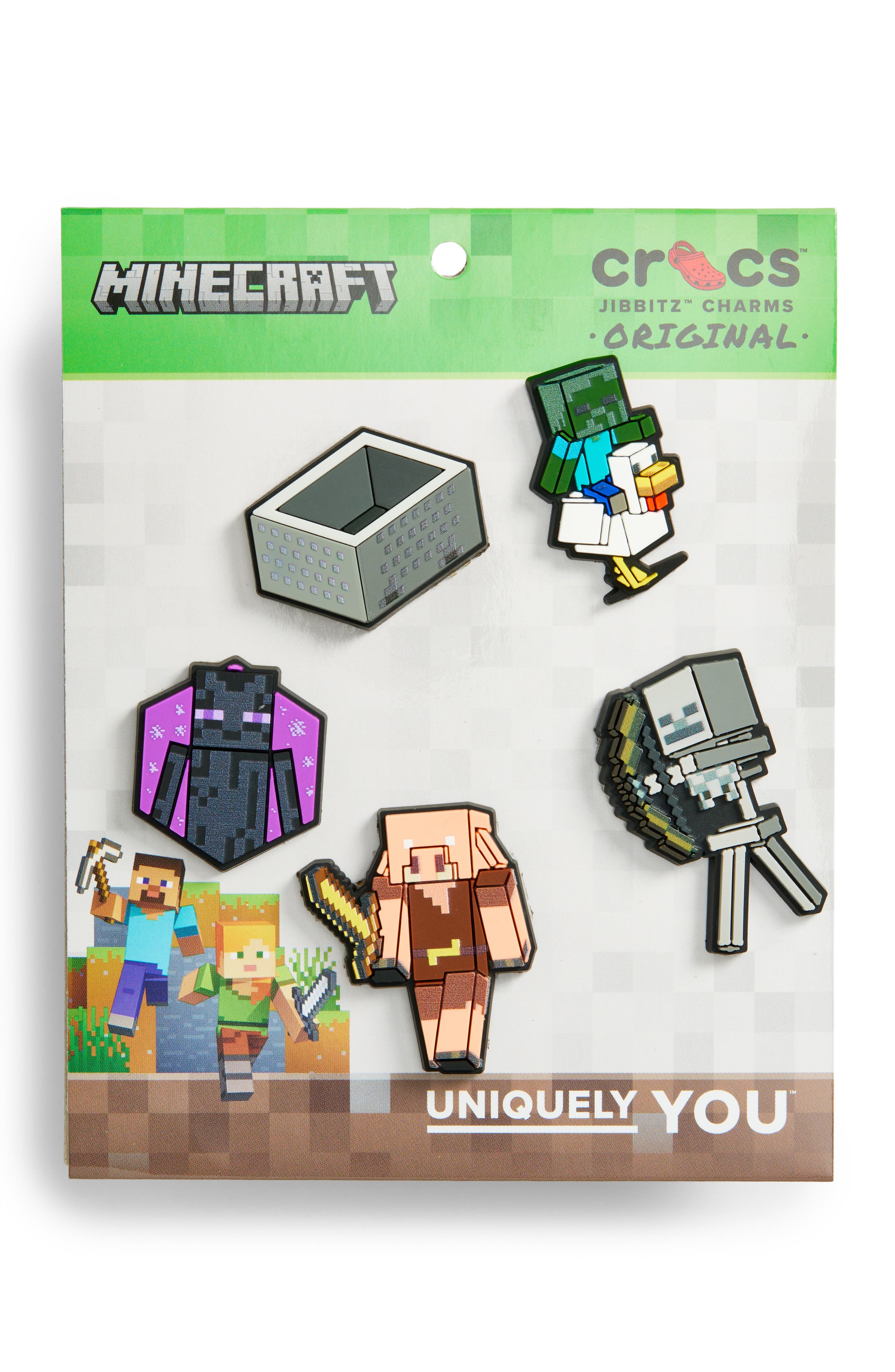 Minecraft 5-Pack Jibbitz Shoe Charms, Main, color, WHITE