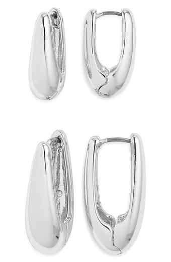 Open Edit Set of 2 Oval Hoop Earrings