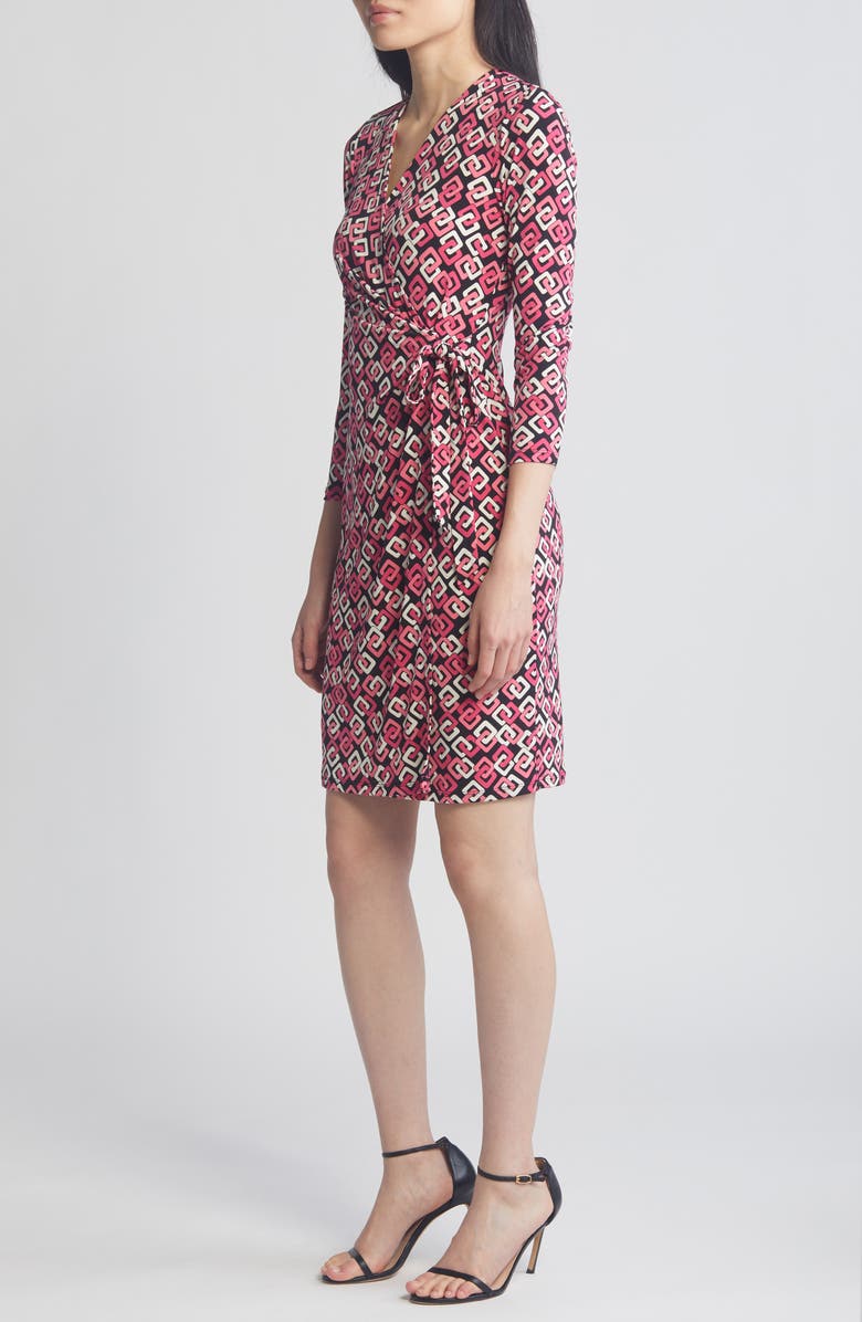 Anne Klein Print Long Sleeve Wrap Dress, Alternate, color, 