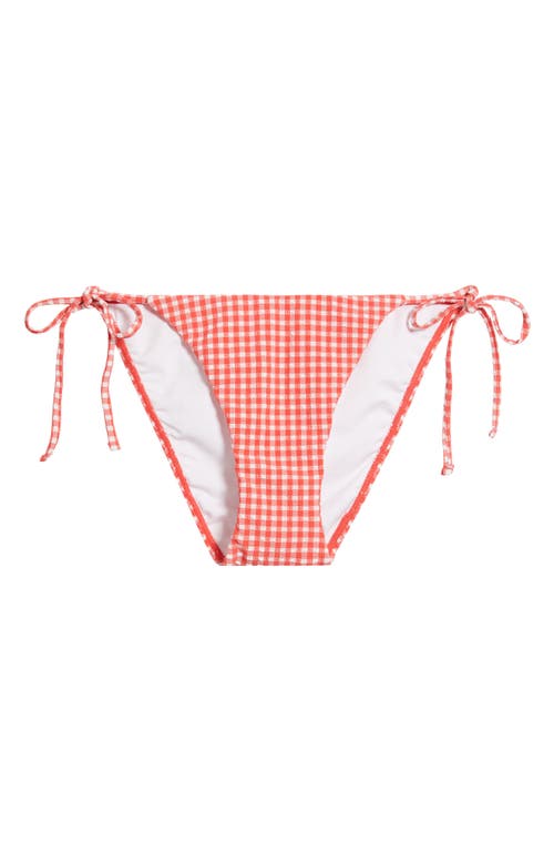 Bp. Gingham Seersucker Bikini Bottoms In White- Bittersweet Gingham