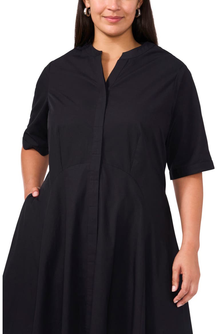 Colorblock Cotton Shirtdress, Alternate, color, RICH BLACK
