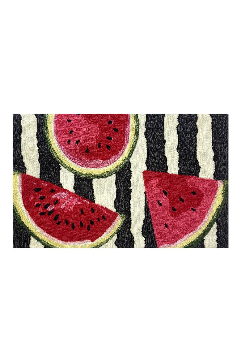 Watermelon Stripe Door Mat, Main, color, BLACK RED WHITE