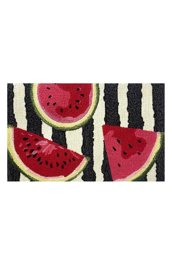 R16 Home Watermelon Stripe Door Mat In Black Red White