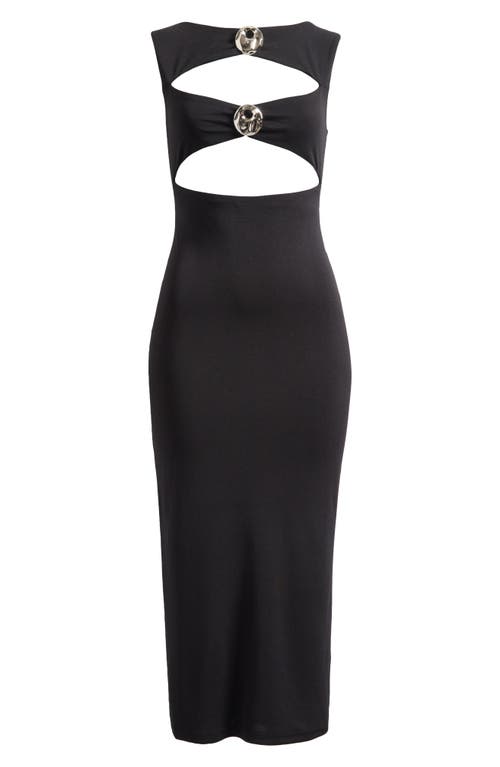 Lioness After Hours Cutout Midi Dress In Onyx