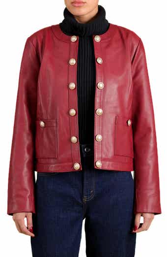 Bagatelle Genuine Leather Collarless Lady Jacket
