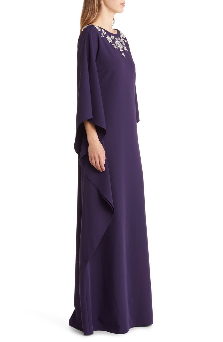 Marchesa Notte Crystal Embellished Crepe Caftan, Alternate, color,