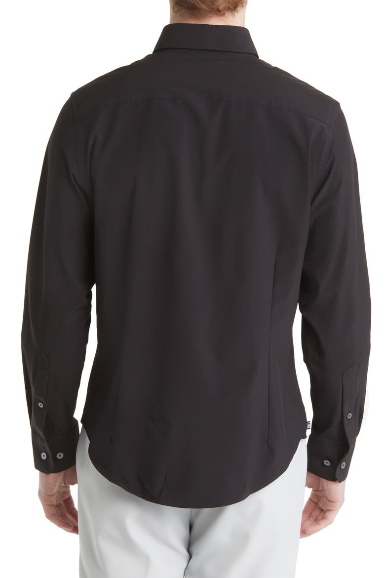 Leeward No-Tuck Stretch Button-Up Shirt, Alternate, color, BLACK