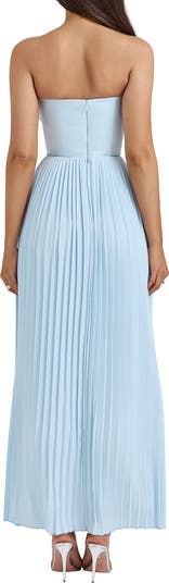 Marcella Strapless Pleated Georgette Gown