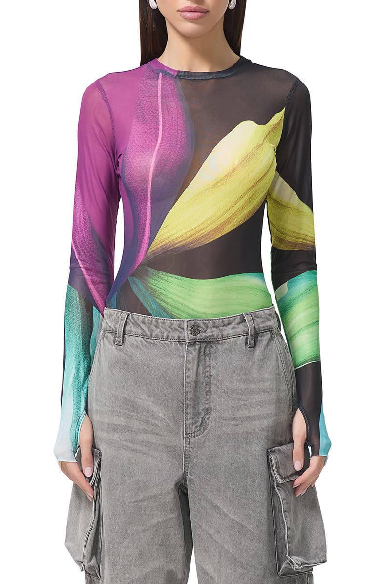 AFRM Kaylee Print Sheer Mesh Top | Nordstromrack
