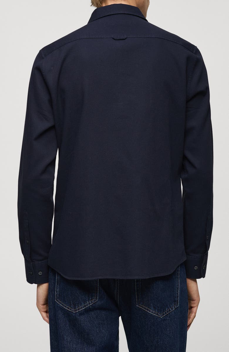 MANGO Slim Fit Cotton Button-Up Shirt, Alternate, color, Dark Navy