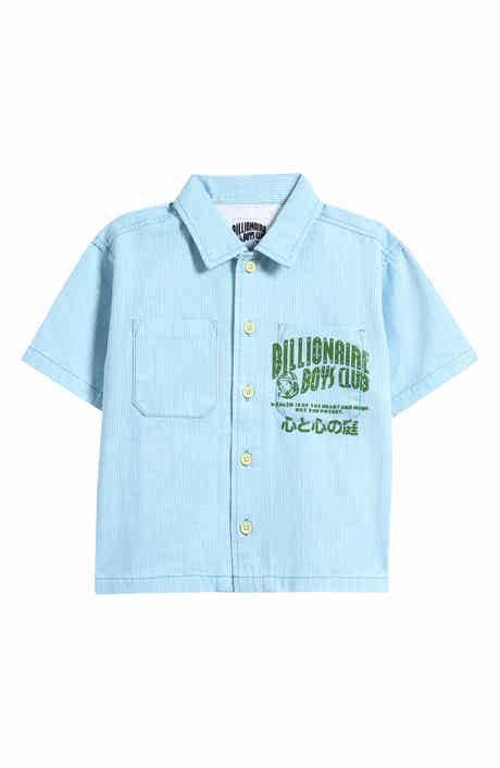 Billionaire Boys Club Kids' Stripe Short Sleeve Cotton Graphic Button-Up Shirt