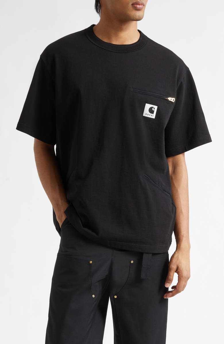 Sacai Carhartt WIP Cotton Jersey T-Shirt, Main, color, Black