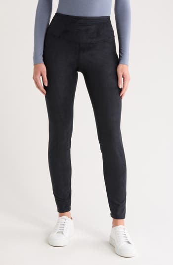 Yummie Faux Suede Shaping Leggings In Black