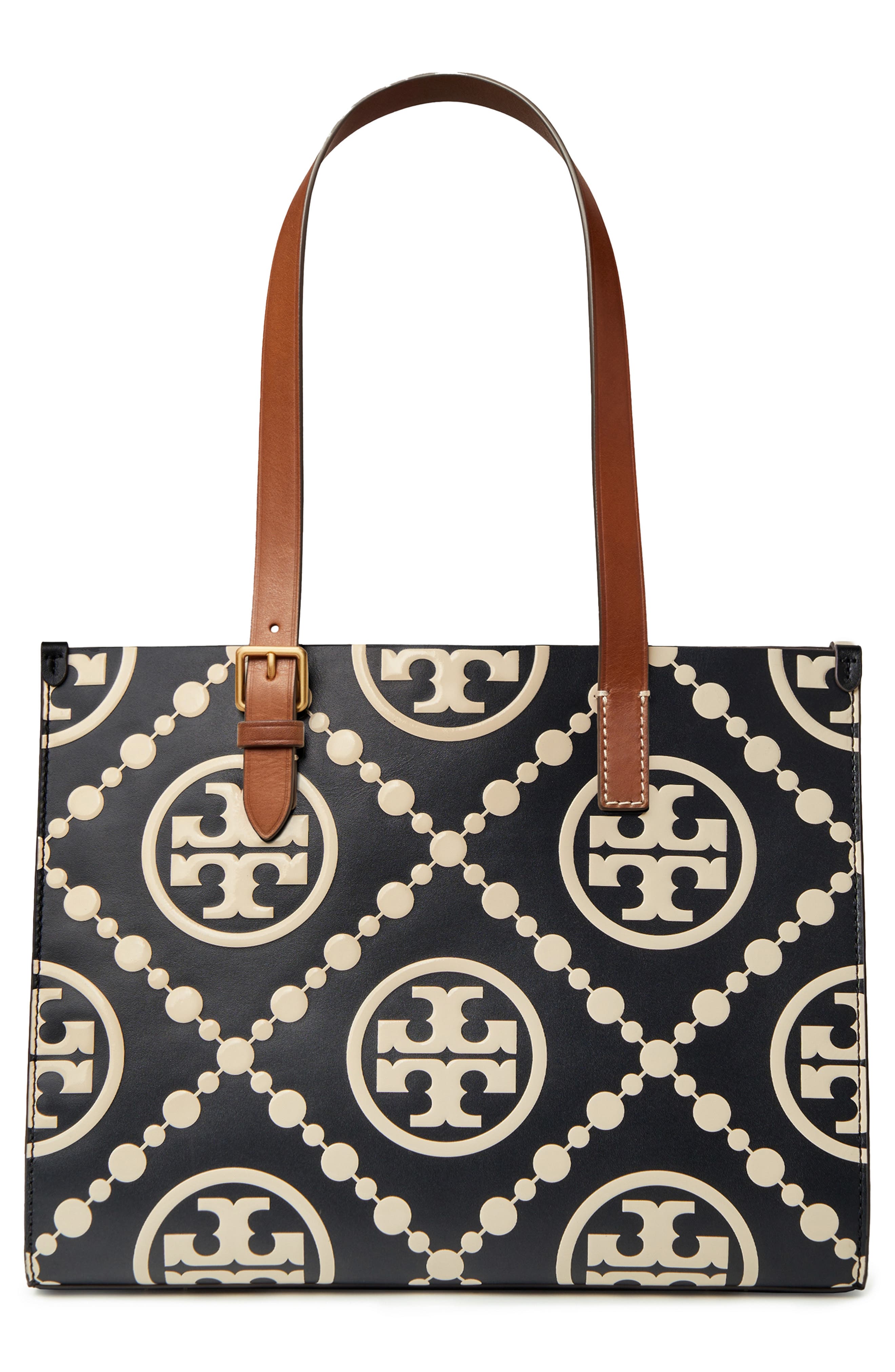 Tory Burch Small T Monogram Contrast Embossed Tote, Alternate, color, 