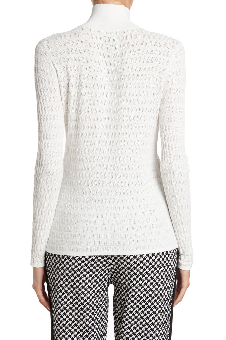 Mock Neck Pointelle Knit Top, Alternate, color, ECRU