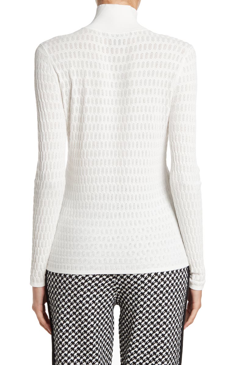 St. John Collection Mock Neck Pointelle Knit Top, Alternate, color, 