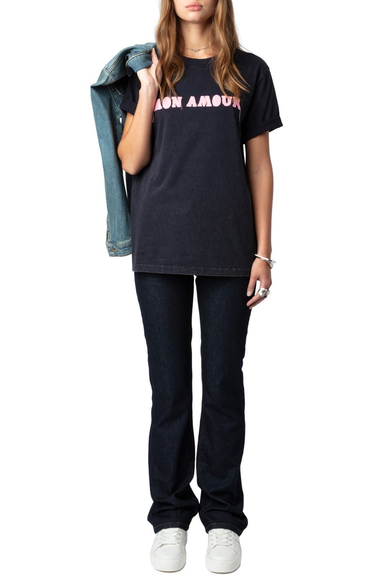 Zadig & Voltaire Edwin Mon Amour Appliqué Cotton Graphic T-Shirt, Alternate, color, 