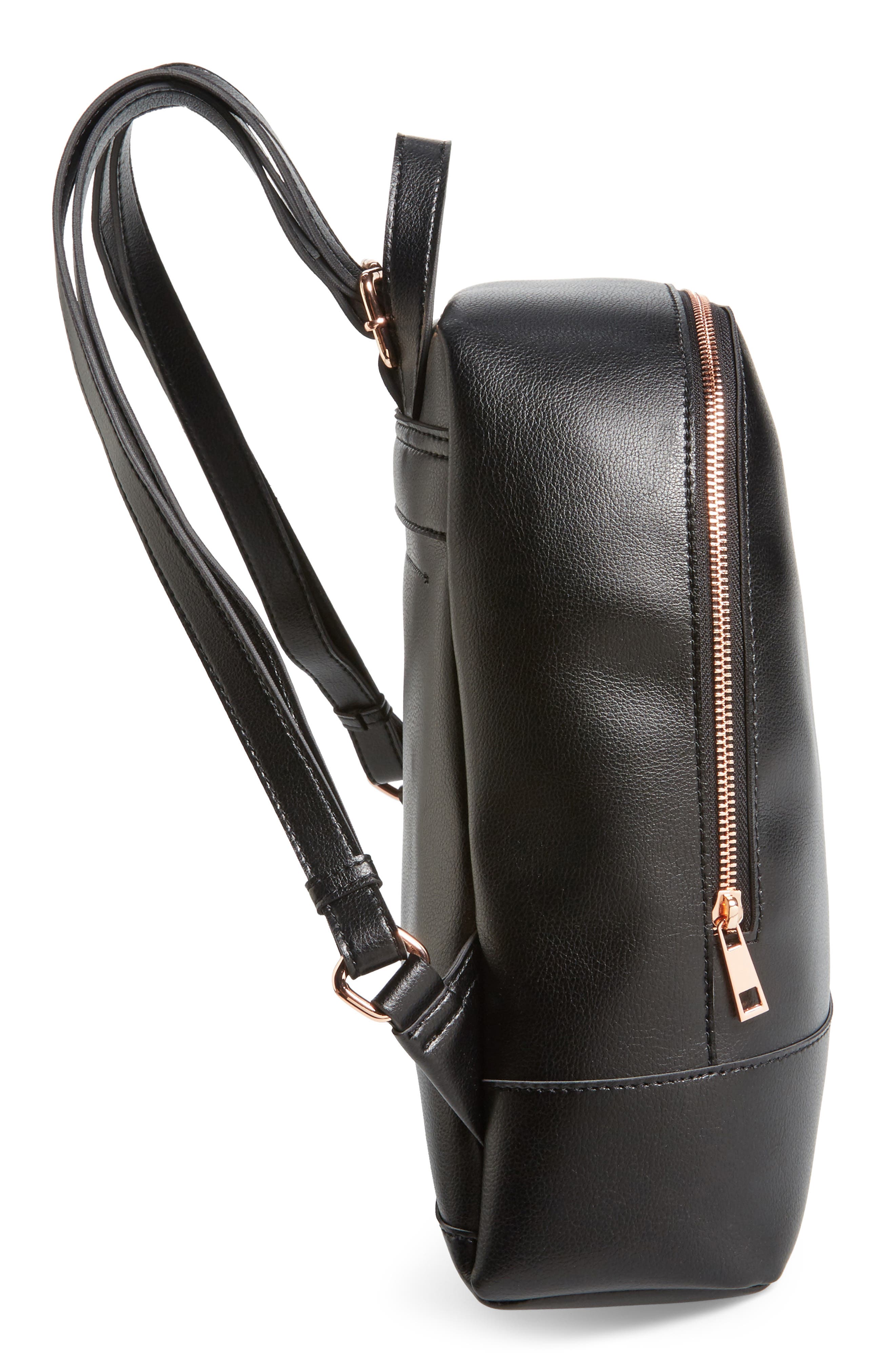 Chester Faux Leather Backpack, Alternate, color, BLACK