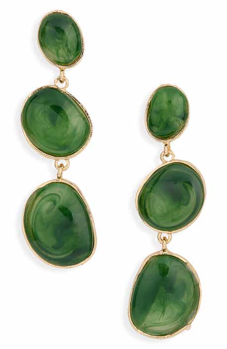 Resin Cabochon Drop Earrings