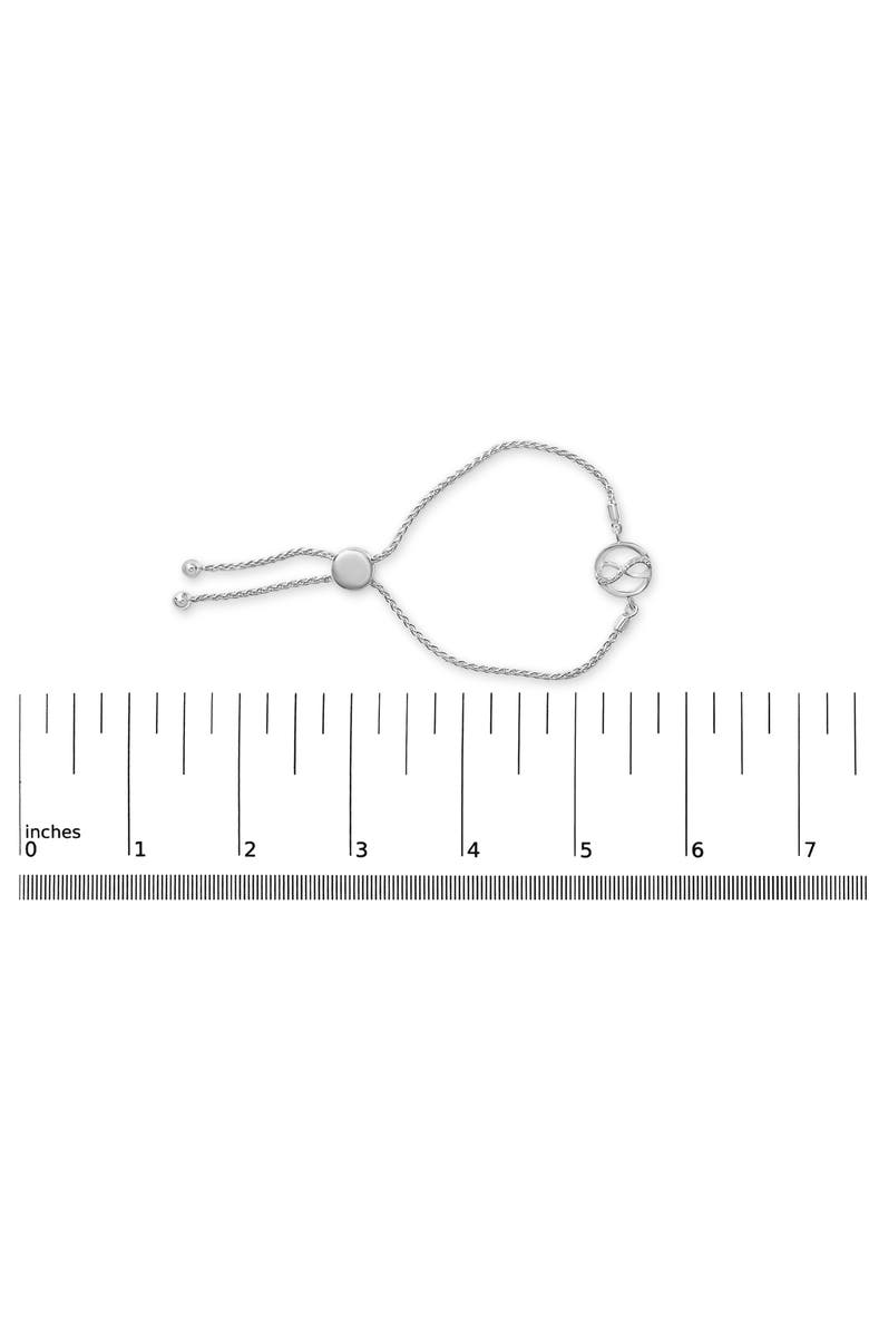 Haus of Brilliance .925 Sterling Silver Diamond Accent Ribbon and Circle Bolo Adjustable Bracelet, Alternate, color, Silver