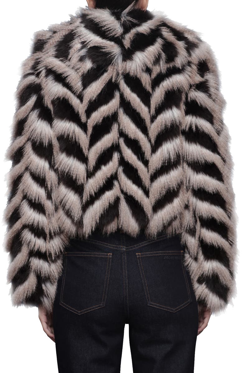 Avec Les Filles Stripe Faux Fur Crop Jacket, Alternate, color, Java Multi