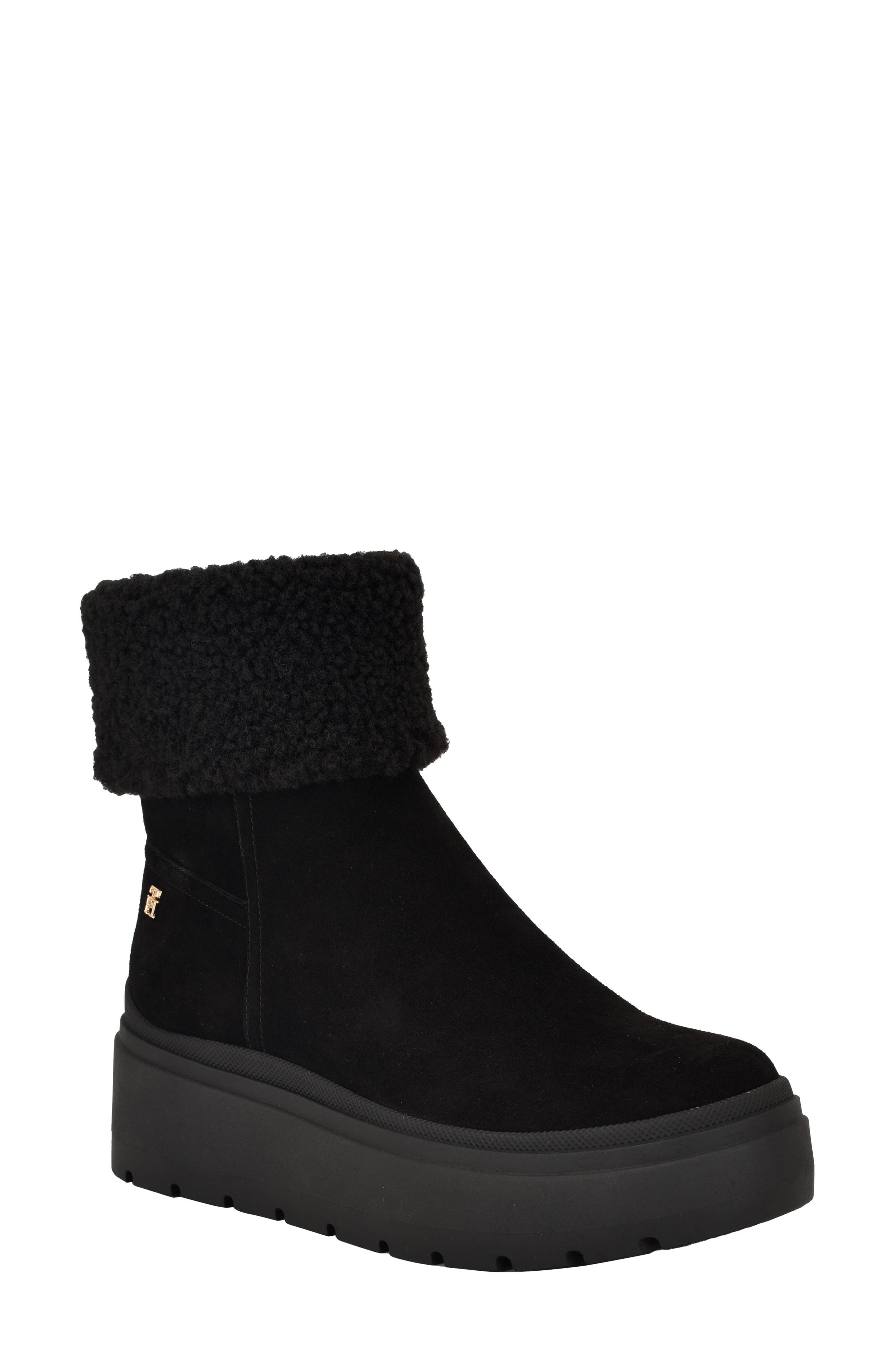 Tommy Hilfiger Peleiz Faux Shearling Cuff Platform Bootie