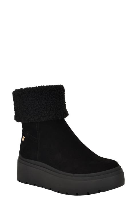 Peleiz Faux Shearling Cuff Platform Bootie (Women)