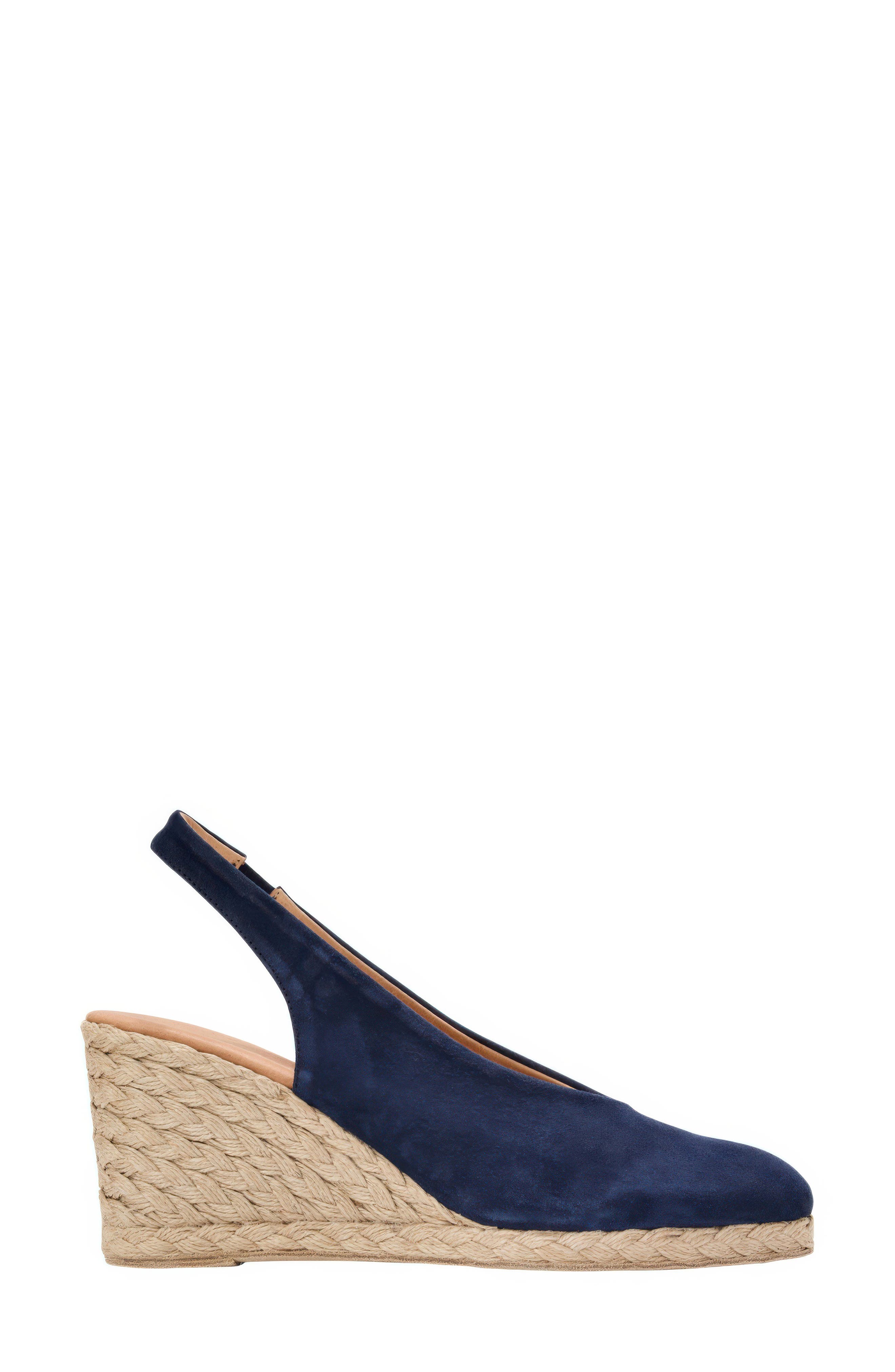 André Assous Pamala Slingback Wedge Pump, Alternate, color, Navy Suede