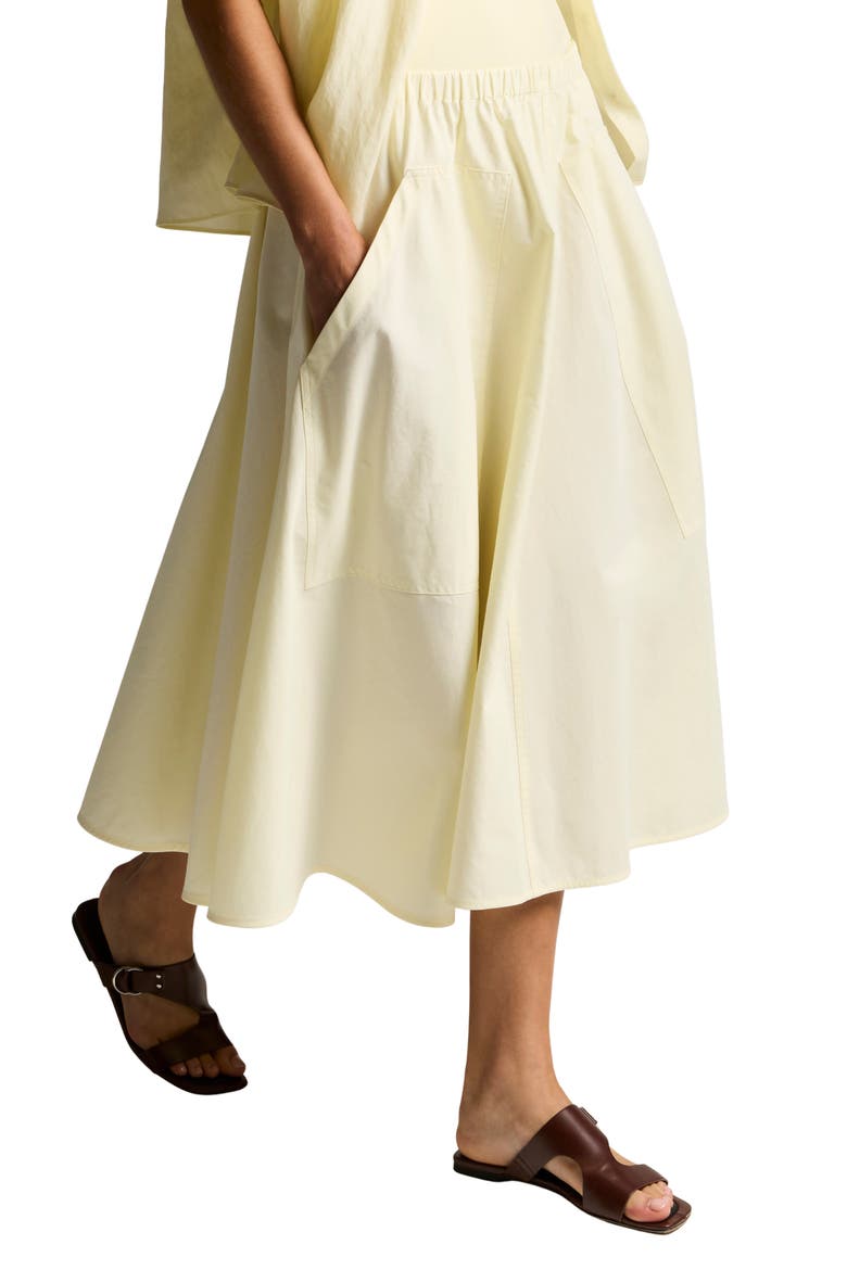 Stretch Cotton Midi Skirt, Alternate, color, SUN PETAL