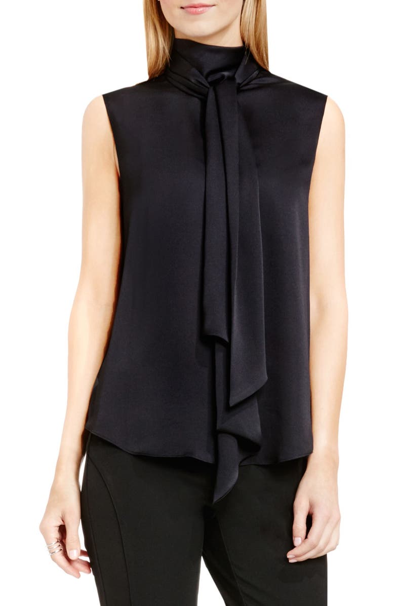 Vince Camuto Sleeveless Charmeuse Bow Neck Blouse, Main, color, 