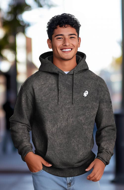 Dalix Ghost Embroidered Washed Hoodie In Gray