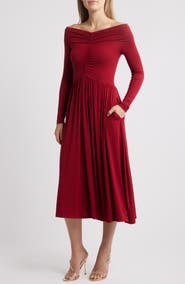 NIKKI LUND Olia Off the Shoulder Long Sleeve Dress